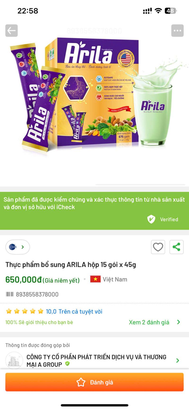Cách nhận biết bữa ăn dinh dưỡng Arila chính hãng
